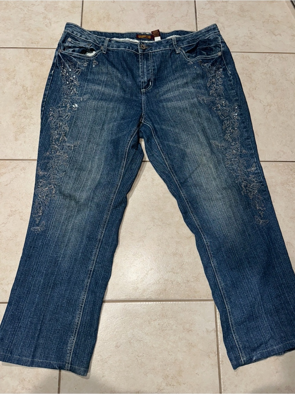Y2K Embellished Butterfly Embroidered Bootcut Jeans Women’s Size 20